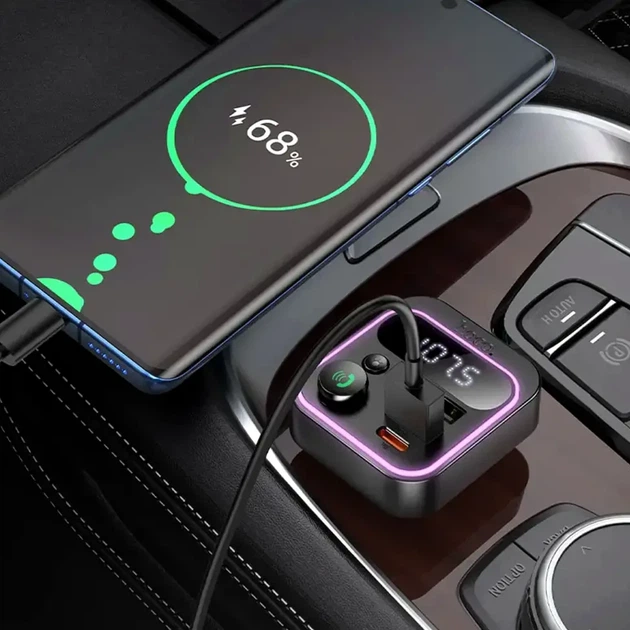 Автомобільний зарядний пристрій 38W з Bluetooth 5.4 та FM трансмітером HOCO E85 чорний - зображення 6