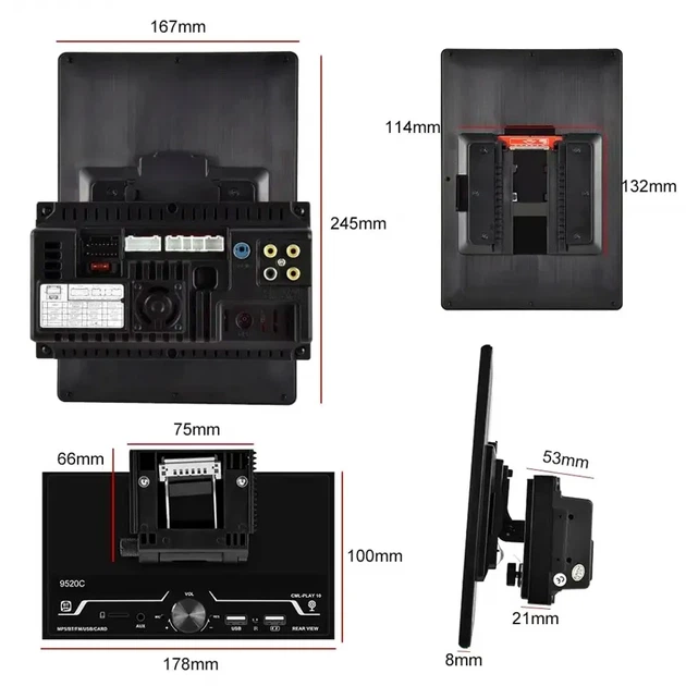 Автомагнітола 2Din 9,5 дюймів 45 Вт Bluetooth USB навігація Style 9520 - зображення 7