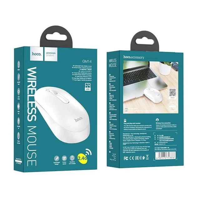 Комп'ютерна миша Hoco GM14 Platinum 2.4G business wireless mouse White - зображення 3