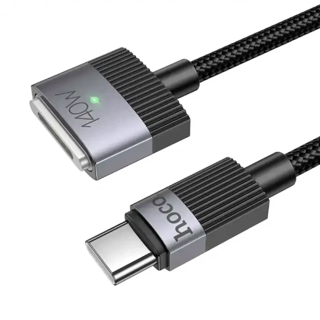 Кабель Type-C до MagSafe 3 1,8м 140Вт чорний Hoco U141 для заряджання та передачі даних - зображення 3