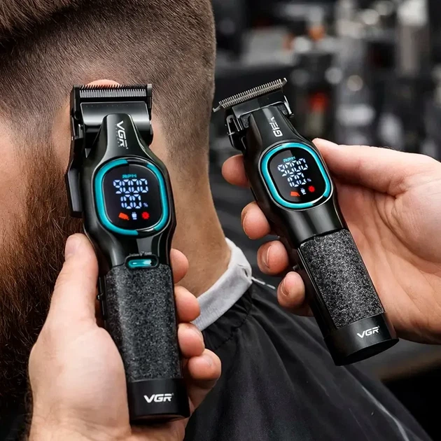 Комплект для стрижки 2в1 с 10 насадками USB аккумуляторный триммер и машинка VGR V-886 S2 черный нержавеющая сталь - изображение 5