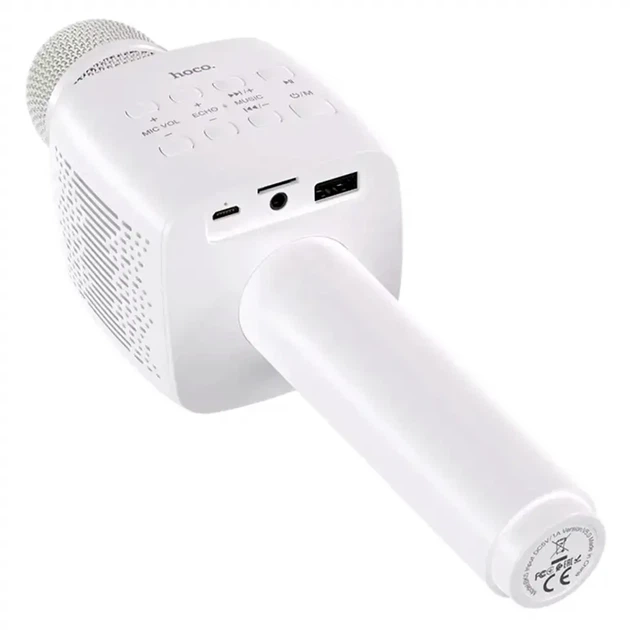 Караоке-мікрофон Hoco BK5 Cantando 5 Вт 1200 мАг Bluetooth AUX білий портативний для співу - Фото 6 Караоке-мікрофон Hoco BK5 Cantando 5 Вт 1200 мАг Bluetooth AUX білий портативний для співу - зображення 6