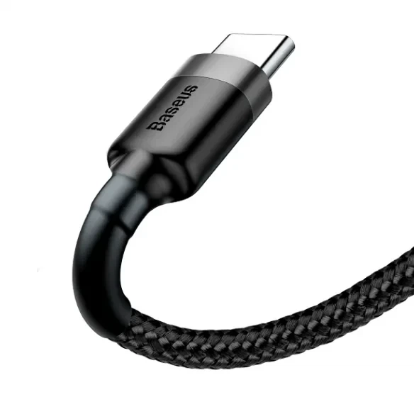 Кабель Baseus Cafule USB Type-C 2A 3м чорний для заряджання та передачі даних - зображення 3