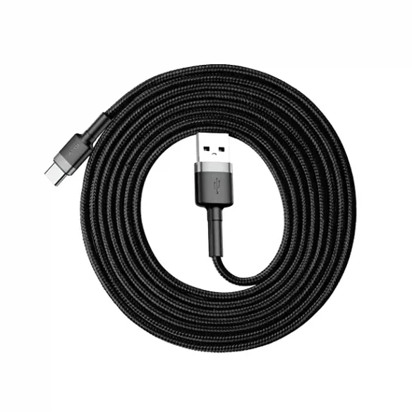 Кабель Baseus Cafule USB Type-C 2A 3м чорний для заряджання та передачі даних - зображення 7