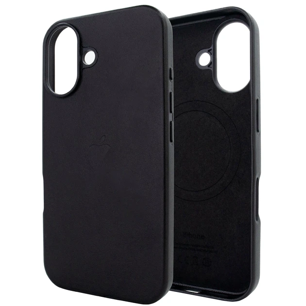 Чохол Leather Case PU з MagSafe для iPhone 16 захисний чорний із мікрофіброю всередині - Фото 1 Чохол Leather Case PU з MagSafe для iPhone 16 захисний чорний із мікрофіброю всередині - зображення 1