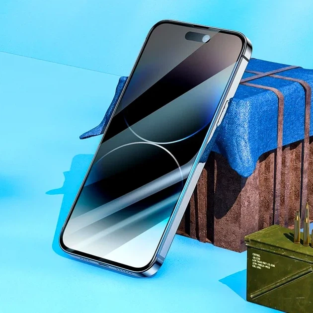 Защитное стекло Hoco Guardian черное глянцевое для iPhone 17 Air комплект антишпионское закаленное - изображение 8
