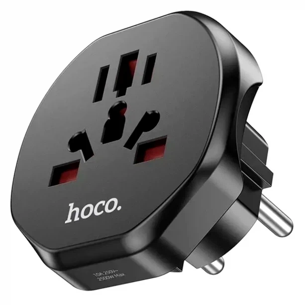 Переходник Hoco AC6 черный 2500W 10A 100-250V универсальный для путешествий и дома - изображение 7
