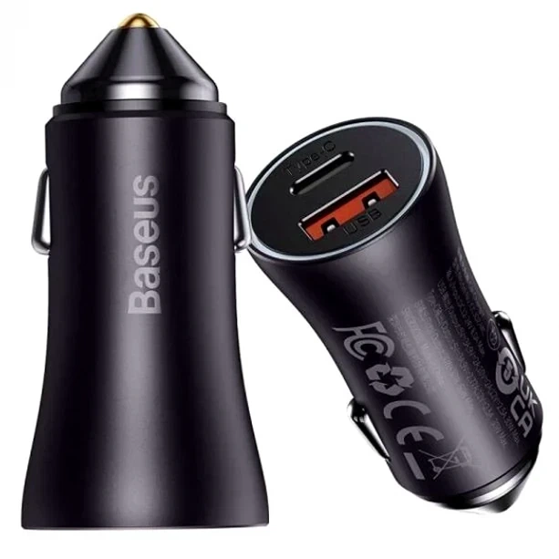 Автомобильное зарядное устройство Baseus 60Вт два порта USB Type-C и USB Type-A черный - изображение 4