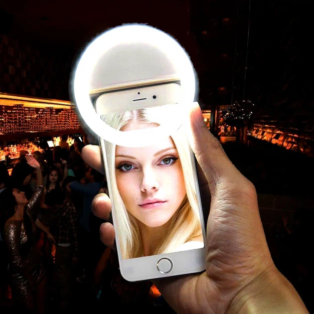 Светодиодное кольцо 3 Вт диаметр 8 см USB microUSB белое для смартфона Selfie Ring Light RK-12 - изображение 2