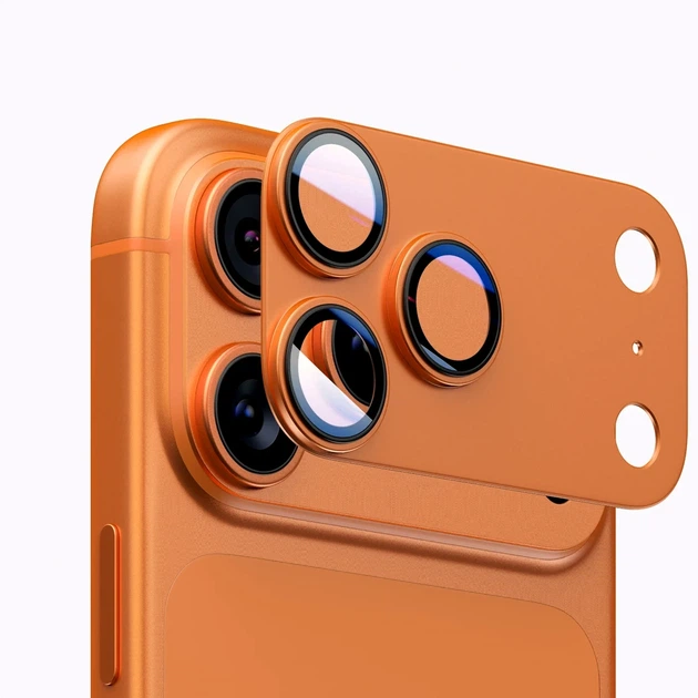 Защитное стекло Matte Metal Camera Protector для iPhone 17 Pro защита камеры оранжевый - Фото 1 Защитное стекло Matte Metal Camera Protector для iPhone 17 Pro защита камеры оранжевый - изображение 1