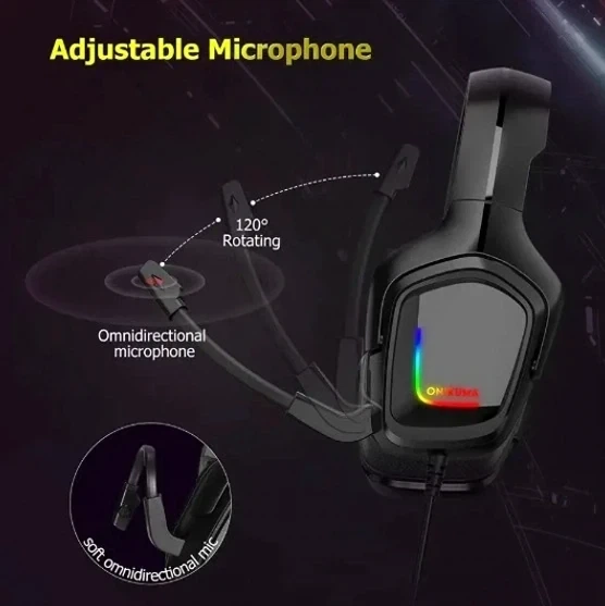 Навушники Onikuma K20 Black 40 мм динаміки 3.5 мм USB провідні для ігор та мультимедіа - зображення 6