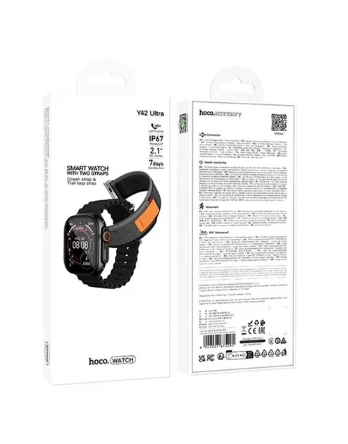 Смарт-годинник Hoco Y42 Ultra Smart Watch Call Version чорний 2.01 дюйма Bluetooth 5.3 пульсометр крокомір IPX6 - зображення 2