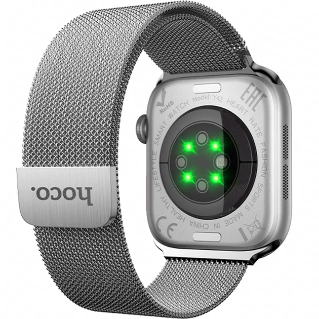 Смарт-годинник Hoco Y42 2.01 дюйма Bluetooth 5.3 сріблястий з пульсометром крокоміром та захистом IPX6 - зображення 3