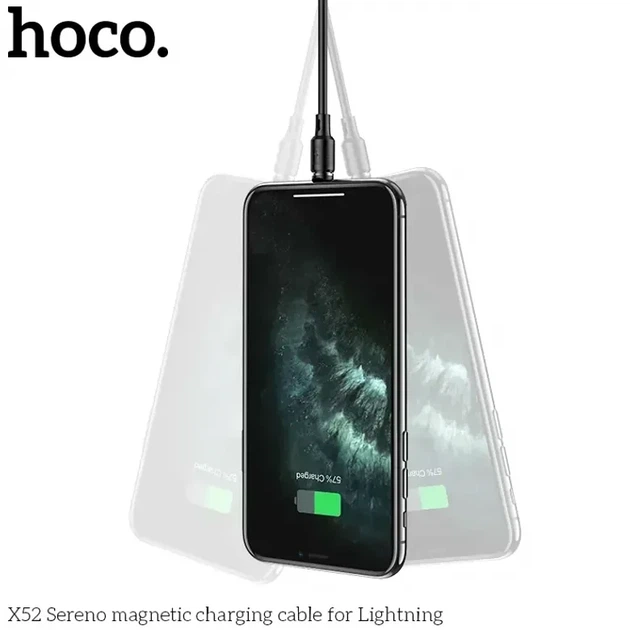 Кабель Hoco X52 магнітний Lightning 1 м 2.4А чорний для заряджання та синхронізації - Фото 8 Кабель Hoco X52 магнітний Lightning 1 м 2.4А чорний для заряджання та синхронізації - зображення 8