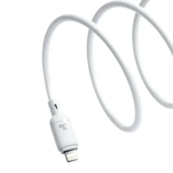 Кабель Baseus Silky Series Type-C to Lightning 20W 1м білий для швидкого заряджання та передачі даних - зображення 5