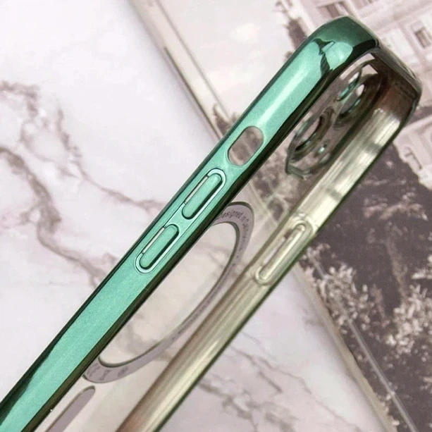 Чохол силіконовий Ductil Metallic Edge із MagSafe для iPhone 14 захист камери темно-зелений - Фото 7 Чохол силіконовий Ductil Metallic Edge із MagSafe для iPhone 14 захист камери темно-зелений - зображення 7