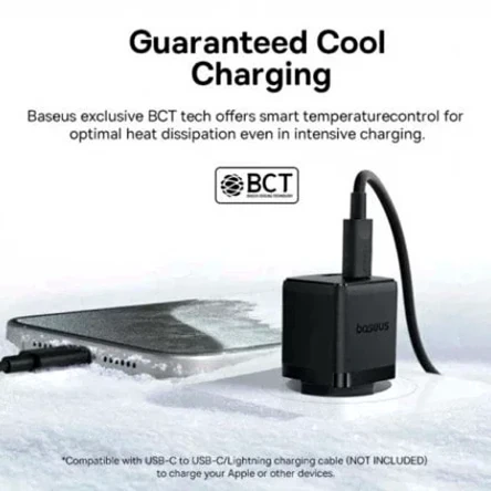 Мережевий зарядний пристрій Baseus Palm 20Вт USB Type-C USB Type-A чорний для швидкого заряджання пристроїв - зображення 7