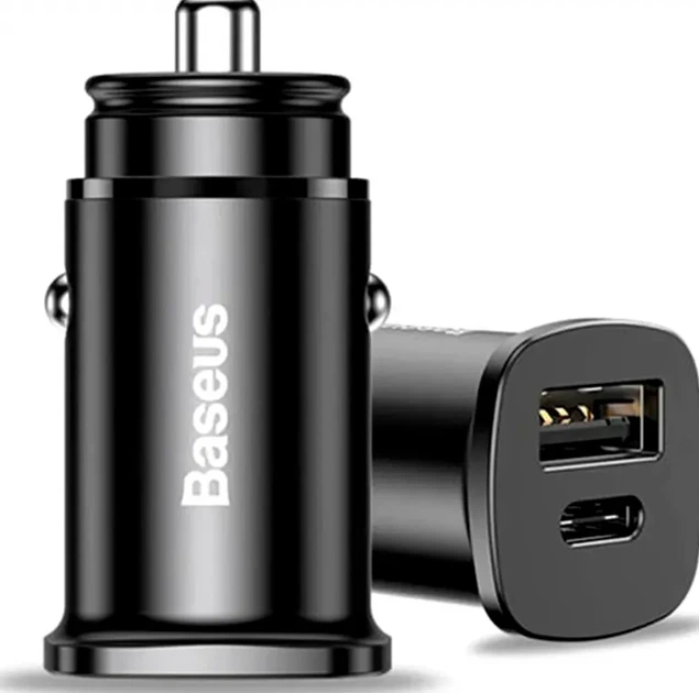 Автомобильное зарядное устройство Baseus 30W 2 USB USB Type-C Quick Charge 4.0 Черный CCALL-AS01 - изображение 6