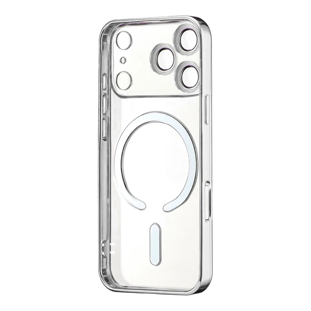 Чехол силиконовый Ductil Metallic Edge с MagSafe для iPhone 17 Pro защита камеры серебряный - изображение 3