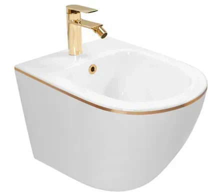 Підвісне біде REA CARLO MINI WHITE GOLD EDGE білий - изображение 3