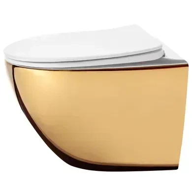 Підвісний унітаз REA CARLO FLAT MINI GOLD WHITE - изображение 6