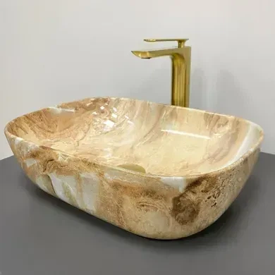 Умивальник (раковина) VBI RAVENNA BROWN ONYX GLOSSY накладний - изображение 4