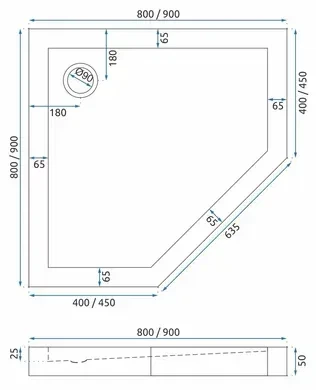 Душовий піддон REA DIAMOND 90x90 WHITE - изображение 5
