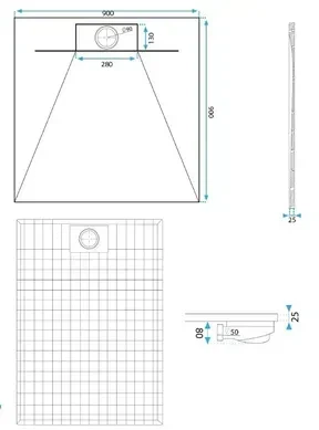 Душовий піддон REA BAZALT 90x90 GREY - изображение 6