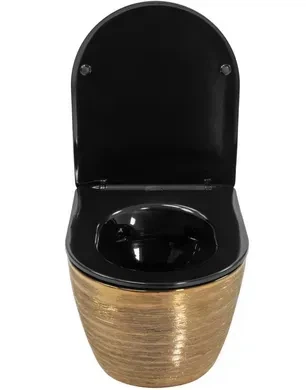 Підвісний унітаз REA CARLO FLAT BRUSHED GOLD BLACK золотий - изображение 2
