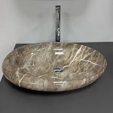 Умивальник (раковина) VBI VICENZA M BROWN STONE GLOSSY накладний - изображение 2