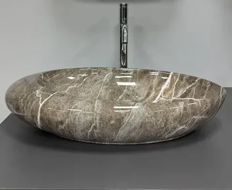 Умивальник (раковина) VBI VICENZA M BROWN STONE GLOSSY накладний - изображение 3