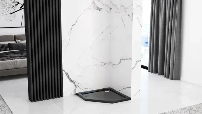 Душовий піддон REA DIAMOND 90x90 BLACK - изображение 8
