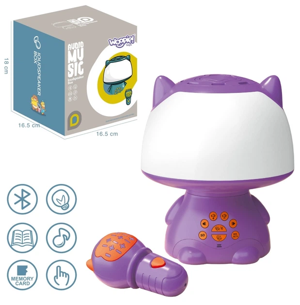 Zabawka interaktywna Woopie Lampka Nocna Głośnik Bluetooth, Karaoke i Modulator Głosu Fioletowa (5906280655112) - obraz 2