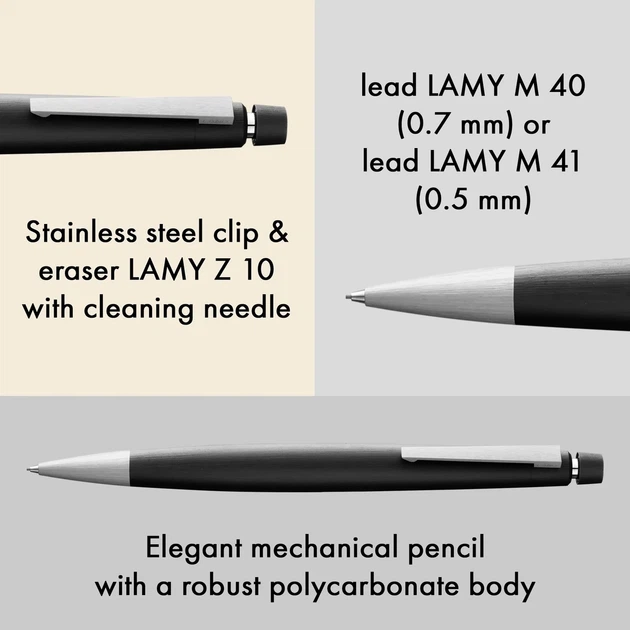 Олівець механічний LAMY 2000 чорний 0,7 мм (4000688) - Фото 4 Олівець механічний LAMY 2000 чорний 0,7 мм (4000688) - зображення 4