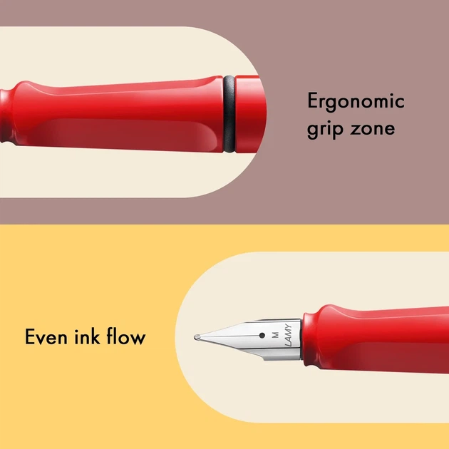 Ручка чорнильна LAMY safari червона F чорнила T10 сині (4000181) - Фото 5 Ручка чорнильна LAMY safari червона F чорнила T10 сині (4000181) - зображення 5