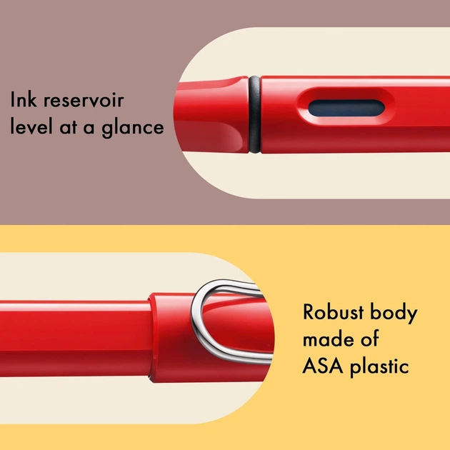 Ручка чорнильна LAMY safari червона F чорнила T10 сині (4000181) - Фото 6 Ручка чорнильна LAMY safari червона F чорнила T10 сині (4000181) - зображення 6