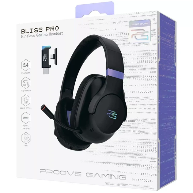 Бездротова ігрова гарнітура Proove Gaming Bliss Pro (APP) Чорна - Фото 2 Бездротова ігрова гарнітура Proove Gaming Bliss Pro (APP) Чорна - зображення 2