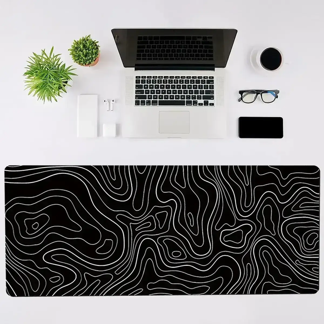 Килимок для миші 600х300х2 мм. Black Contour, черный с линиями, из ткани и резины, Control-поверхность, прошитые края - Фото 3 Килимок для миші 600х300х2 мм. Black Contour, черный с линиями, из ткани и резины, Control-поверхность, прошитые края - изображение 3