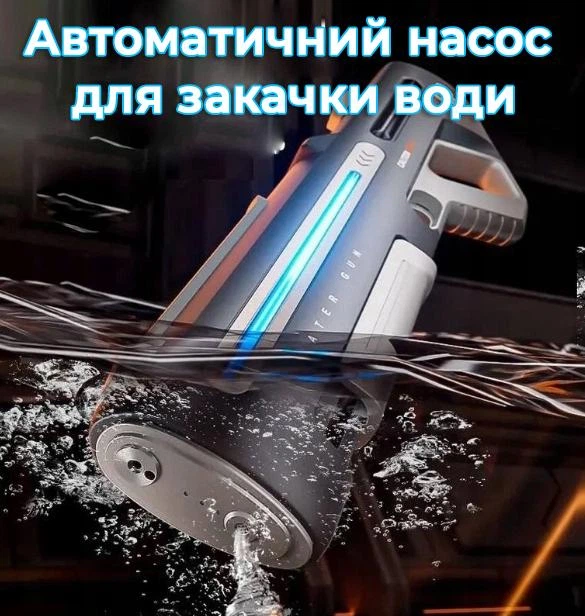 Водяной бластер MILI с подсветкой, автонабором воды и ручной помпой | автоматический водный пистолет 2-в-1 - изображение 3