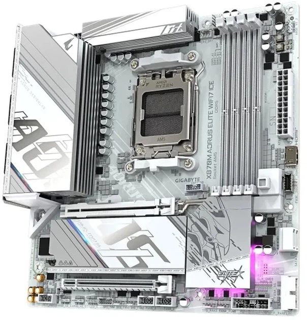 Płyta główna Gigabyte X870M AORUS ELITE WIFI7 ICE (sAM5, AMD X870, PCI-Ex16) - obraz 2