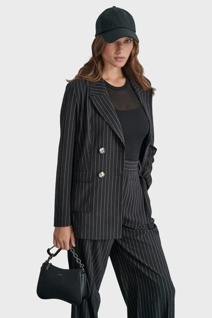 Жіночий чорний блейзер у смужку DKNY S D2G4A213 - изображение 3
