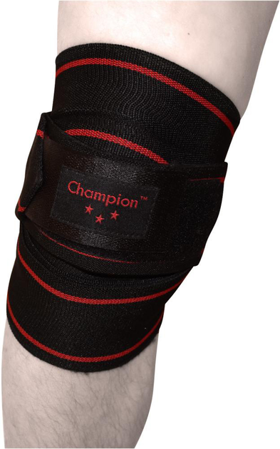Бинт эластичный на колено Champion для приседаний 200 x 7 см Черный 2 ...