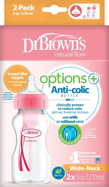 Набір пляшечок для годування Dr. Brown's Options+ Рожевий 2 шт х 270 мл (72239318232) - зображення 2