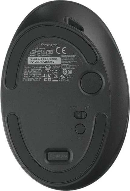 Mysz Kensington Trackball Pro Fit Ergo TB550 Wireless/Bluetooth Blue-Grey (K72196WW) - obraz 6