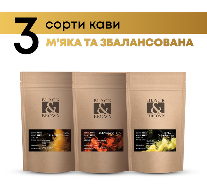 Дегустационный набор Мягкий и сбалансированый кофе 3 сорта - Фото 1 Дегустационный набор Мягкий и сбалансированый кофе 3 сорта - изображение 1