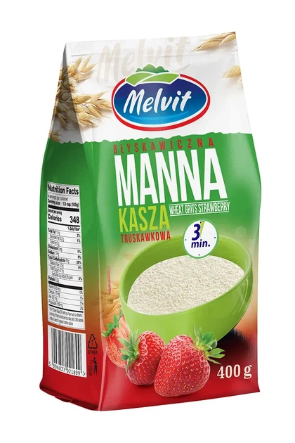 Крупа манна швидкого приготування зі смаком полуниці Melvit 400 г (21492477) - Фото 1 Крупа манна швидкого приготування зі смаком полуниці Melvit 400 г (21492477) - зображення 1