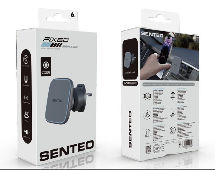 Автотримач Senteo SH-05 Fixed Wireless charging 15W Airvent Black - зображення 4