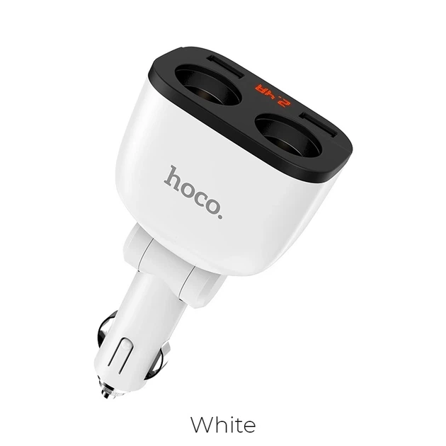 Автомобільний зарядний пристрій HOCO Z28 Power ocean cigarette lighter in-car charger with digital display White - Фото 1 Автомобільний зарядний пристрій HOCO Z28 Power ocean cigarette lighter in-car charger with digital display White - изображение 1