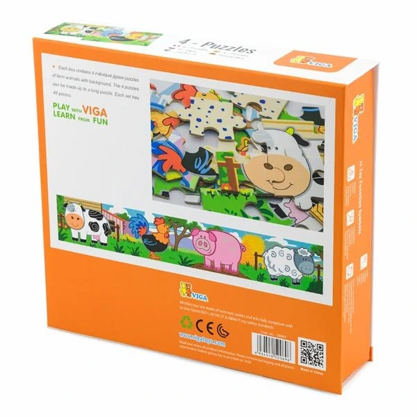 Дерев'яний пазл Viga Toys Ферма 4 в 1, 48 ел. (50069) - зображення 2