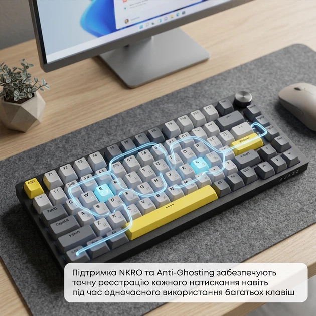Дротова механічна клавіатура Ajazz AK820 Sea Salt Switch Black (AK820-SS-BGY) - Фото 15 Дротова механічна клавіатура Ajazz AK820 Sea Salt Switch Black (AK820-SS-BGY) - изображение 15